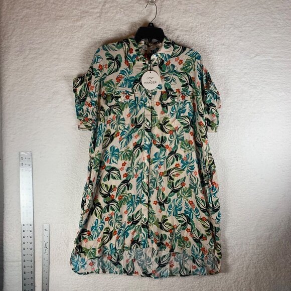 Lost + Wander Womens Luau On The Beach Botton Up Floral Tunic Size M/L NWT 10060 - Picture 1 of 11